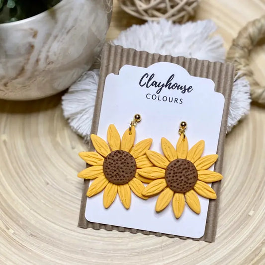 Sunflwer Clay Earrings