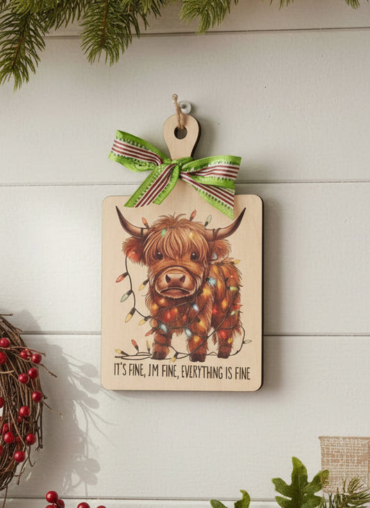 Highland Cow I'm Fine Decorative Cutting Boards