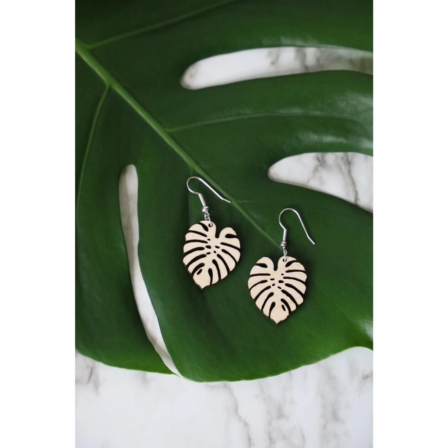 Monstera Leaf Dangle Earrings