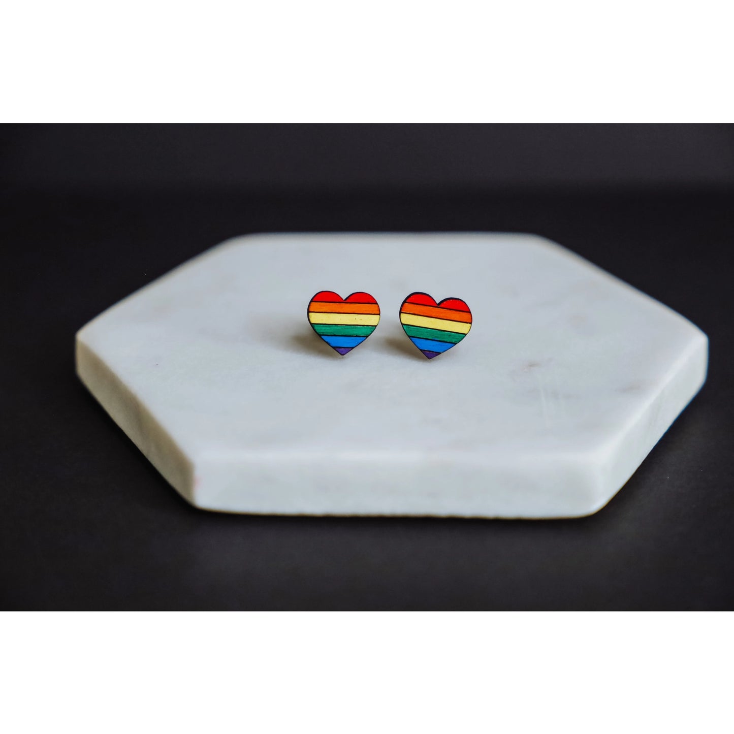 Rainbow Heart Stud Earrings