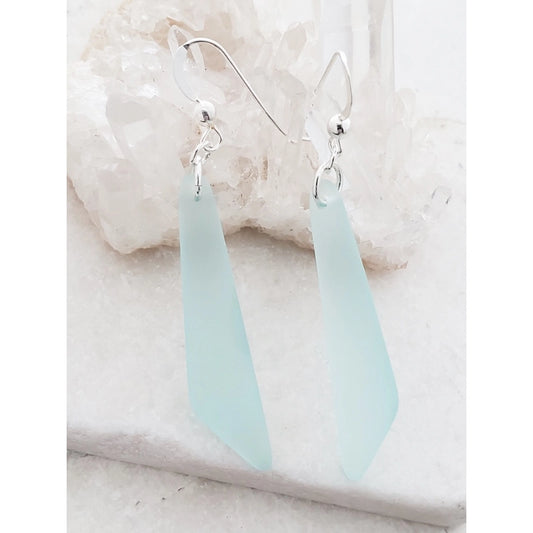 Cultured Sea Glass Paddle Earrings - Turquoise