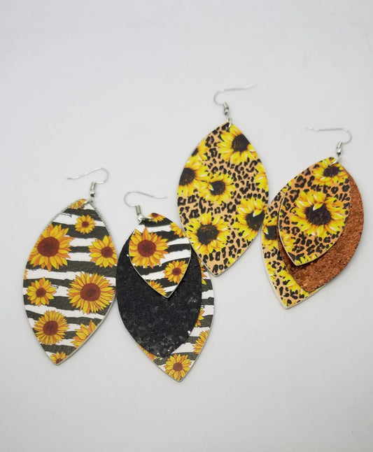 Light Weight Sunflower  tear drop Earings