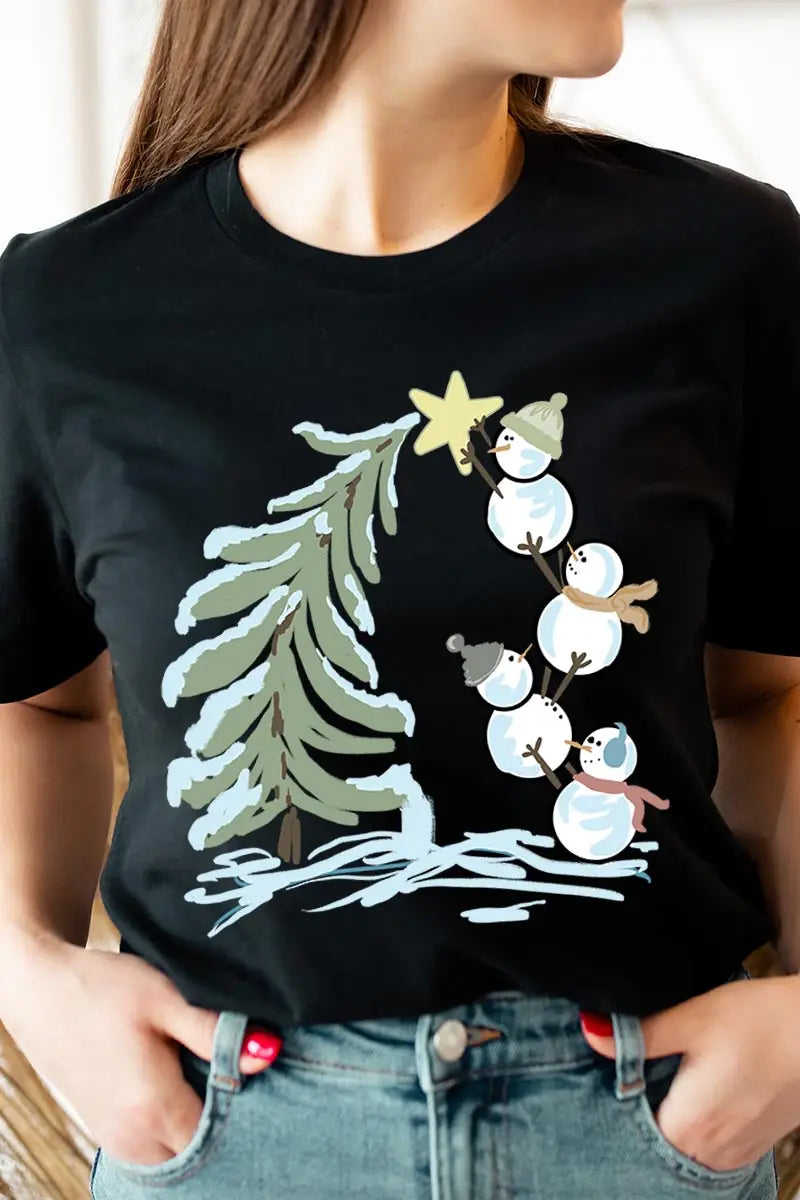 Stacked Snowman Tee