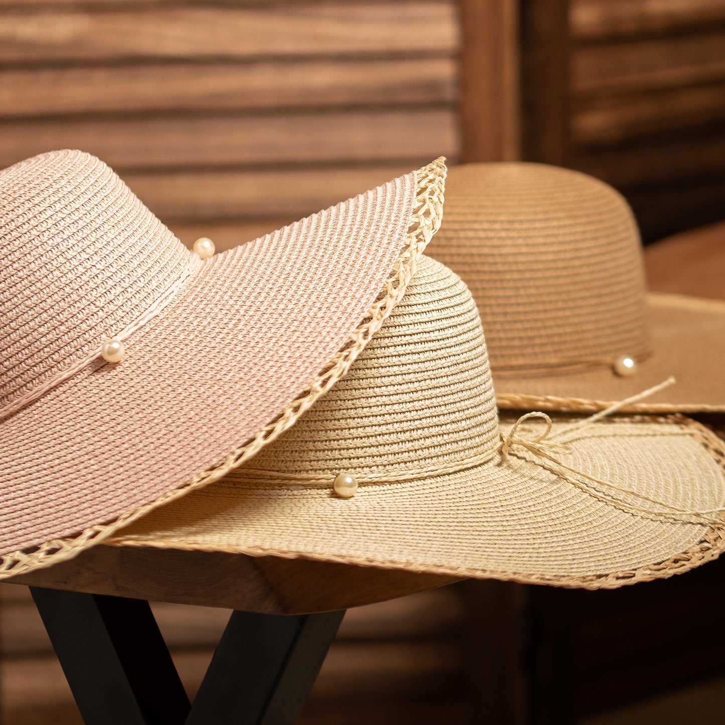 Pearl Straw Floppy Hat