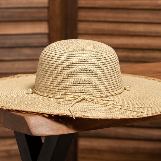 Pearl Straw Floppy Hat