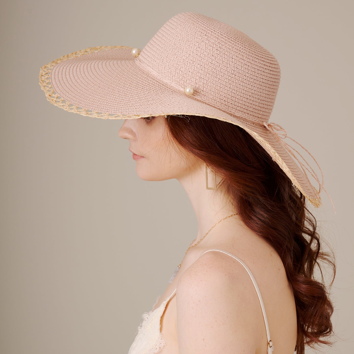 Pearl Straw Floppy Hat